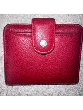 Vintage Buxton Red Genuine Leather Bifold Zippered Coin Purse Wallet